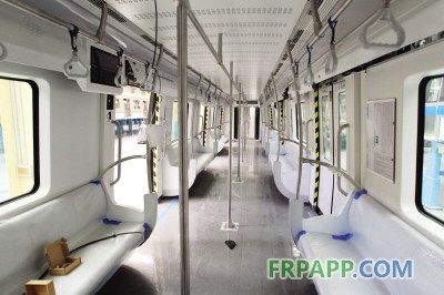 已基本裝飾完畢的地鐵列車內(nèi)部。